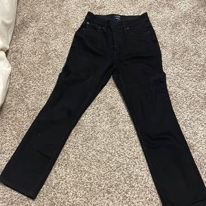 J Crew Mid Rise flare crop black jean